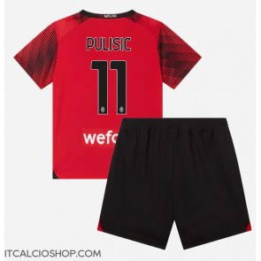 AC Milan Christian Pulisic #11 Prima Maglia Bambino 2023-24 Manica Corta (+ Pantaloni corti)